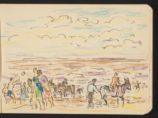 Beach with Figures and Three Donkeys