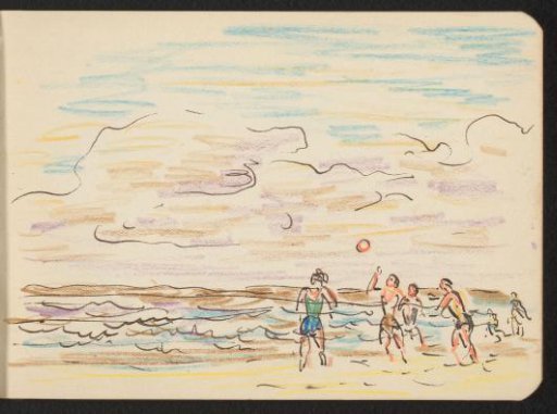Beach with Figures Playing Ball