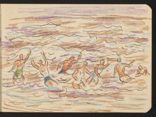 Beach with Recreants in the Water