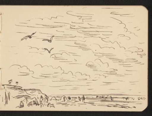 Beach with figures and dunes