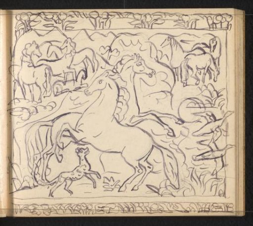 Horses in a decorative frame