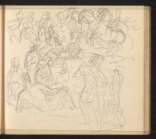 Horses and figures in various poses