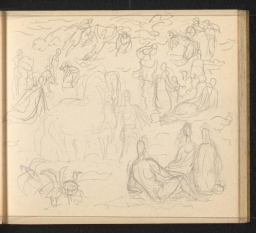 Horses and figures in various poses