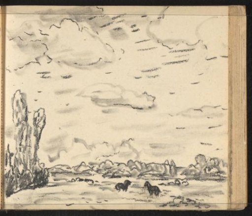 Pastoral landscape with horses