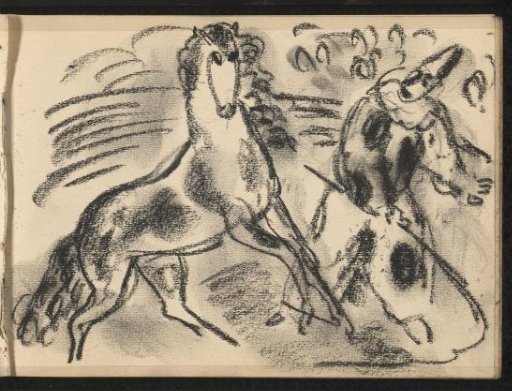 Circus performance with a horse and circus artist