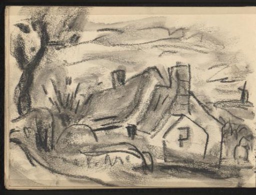 Landscape with a house and mill in the background