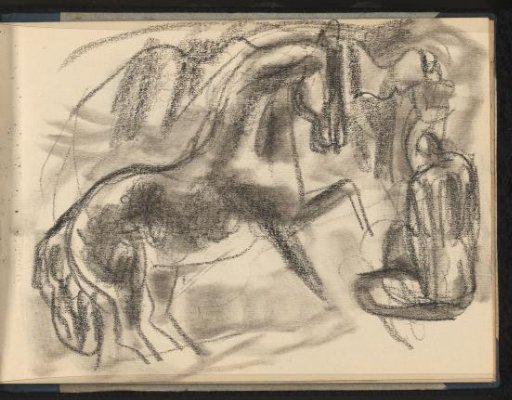 Rearing horse with a figure