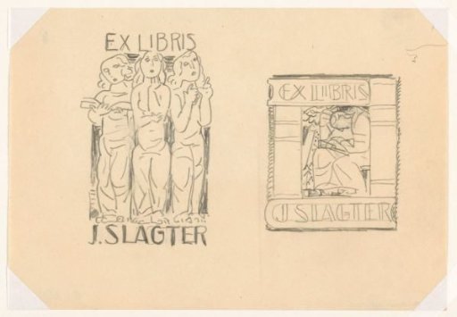 Ex libris for J. Slagter (design, twice)