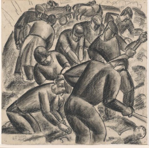 Potato diggers at work in the field