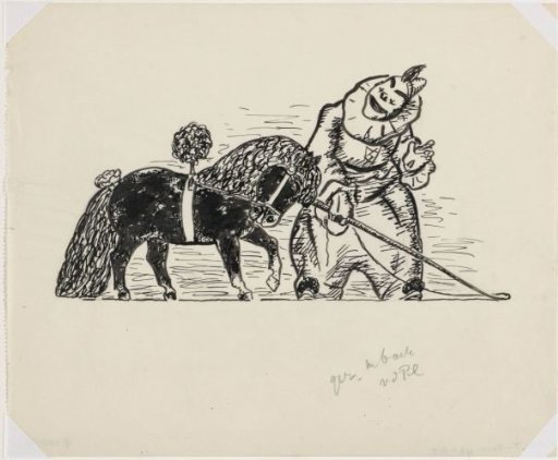 Pierrot training a pony with a plume (sketch)