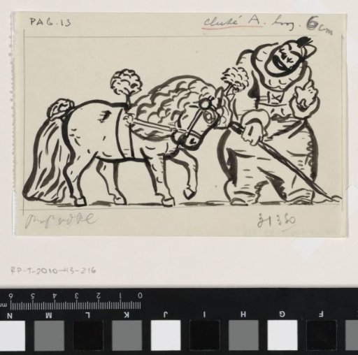 Pierrot training a pony with a plume (sketch)