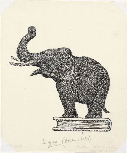 Elephant on a book (sketch)