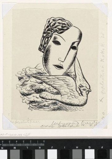 Woman's head with a bird (sketch)