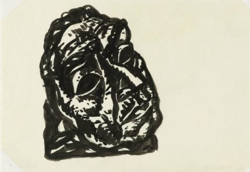 Head of a man looking obliquely up to the right