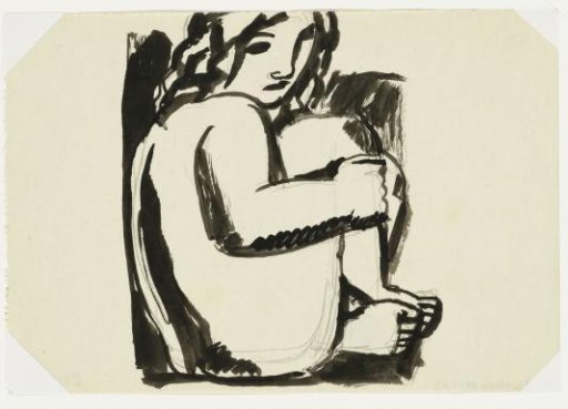 Nude seated woman with knees drawn up (sketch)