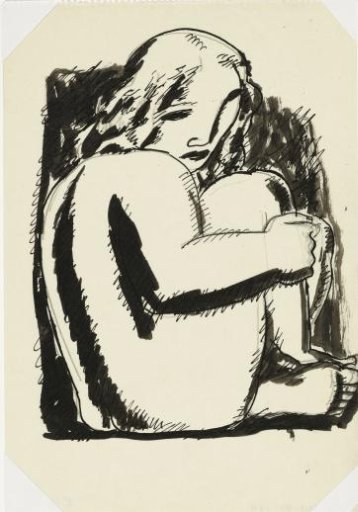 Nude seated woman with knees drawn up (sketch)