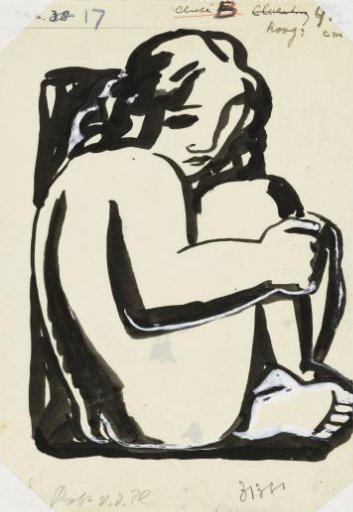 Nude seated woman with knees drawn up (sketch)