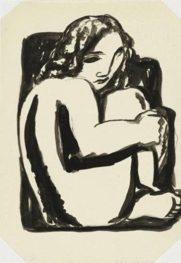 Nude seated woman with knees drawn up (sketch)