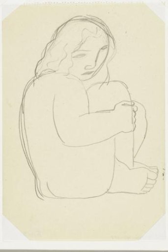 Nude seated woman with knees drawn up (sketch)