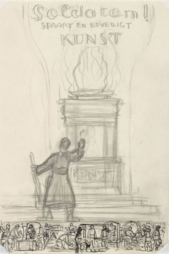 Sketch for 'Soldiers! Save and Protect Art'