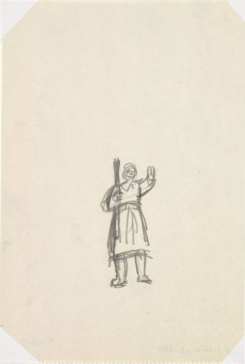 Design sketch for a poster on art protection propaganda in the army, sketch of a soldier making a stop sign with his left hand