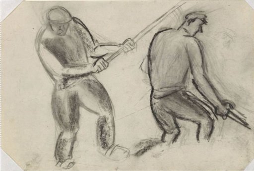 Untitled: Sketch of Two Peasants at Work