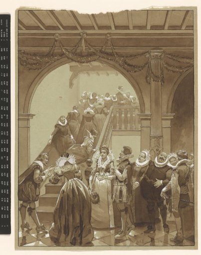 Nobility in a staircase in the seventeenth century