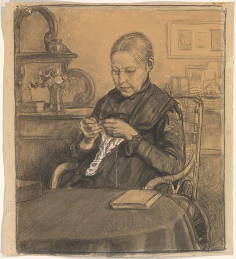 Knitting woman