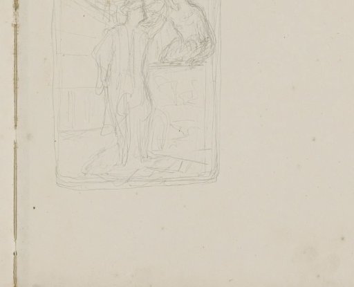 Standing Man with a Woman Behind a Farmhouse Door