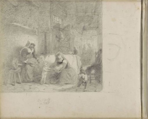 Woman with a Baby in Her Arms in an Interior