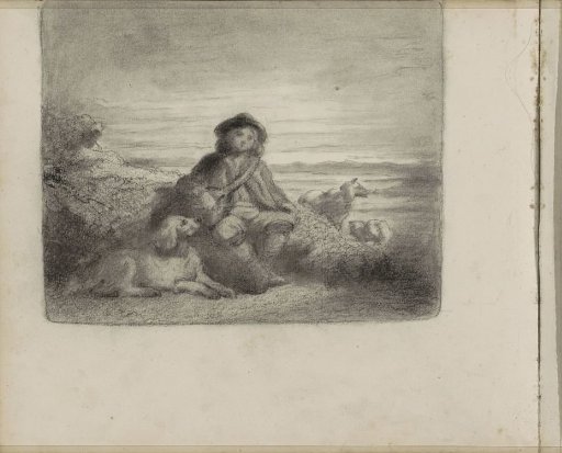 Seated Boy with Dogs in a Landscape