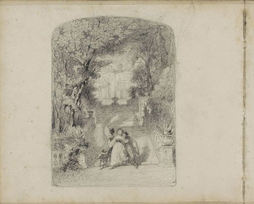 Three women in a garden