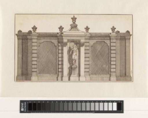Design for a Garden Wall with a Statue