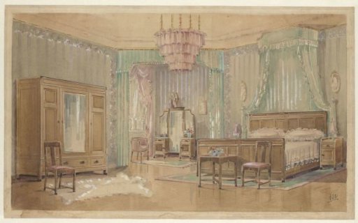 Bedroom with Oval Portraits