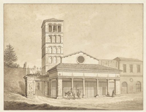 The Church of San Giorgio in Velabro, Rome, with the Arch of the Argentari and Tower of the Campidoglio to the left