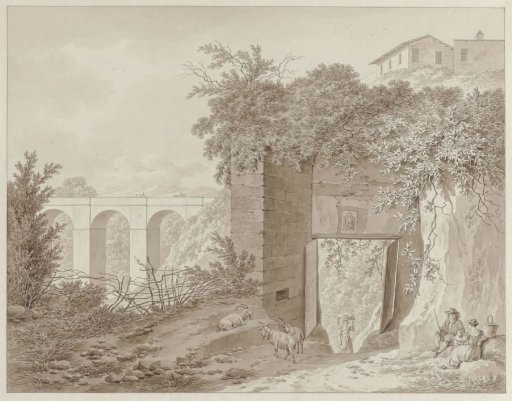 Near Civita Castellana, with a resting family in the foreground to the right
