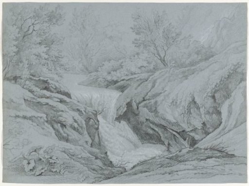 A waterfall in the mountains