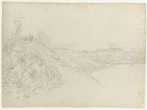 View south of Rome, with Castel Gandolfo across the Lake of Albano