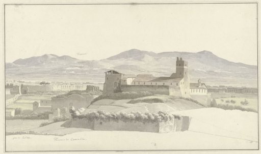 The Baths of Caracalla in Rome and Frascati in the distance