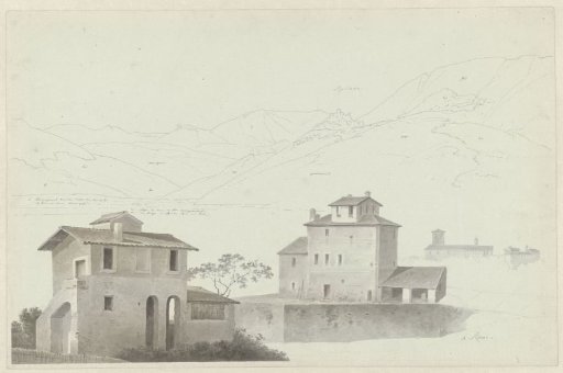 View of Roviano, with houses in Rome in the foreground
