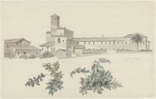 The basilica of Santi Giovanni e Paolo in Rome, with two studies of plants