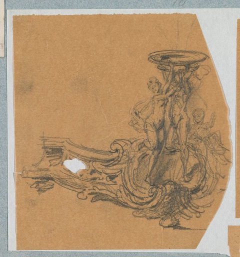 Design for the left half of a table piece with figures