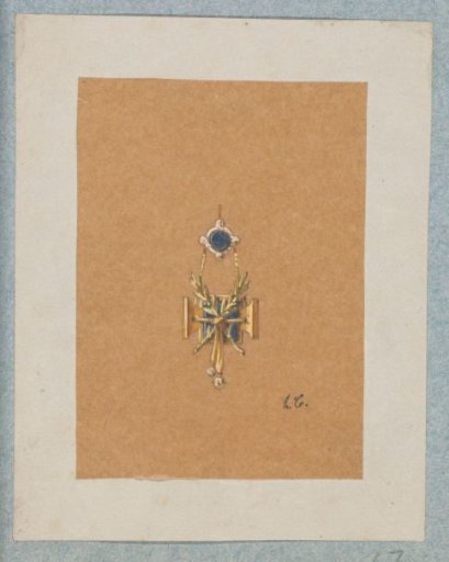 Design for a pendant with crossed palm branches