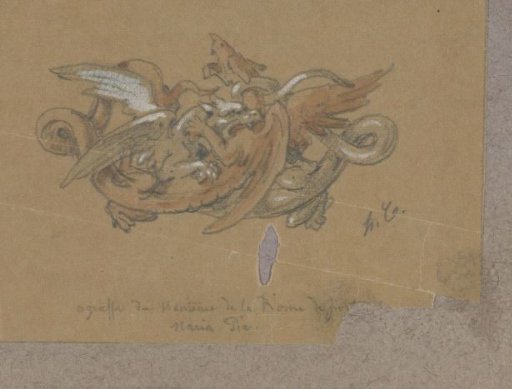 Design for a Buckle in the Shape of Two Fighting Chimeras