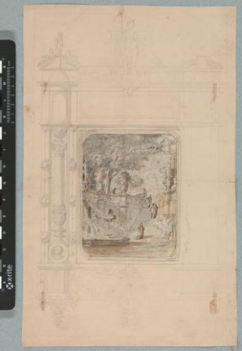Frame crowned with figures in Renaissance style