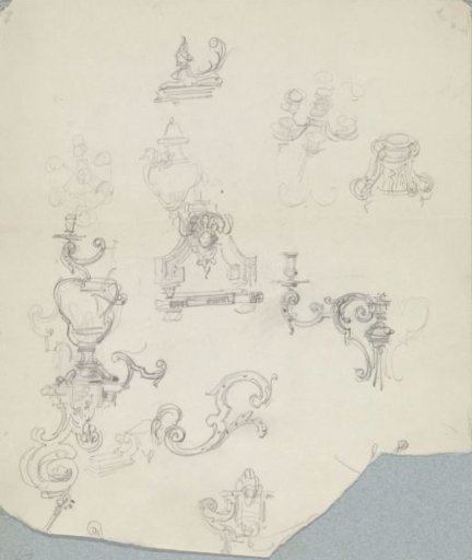 Design for parts of candelabra and vases