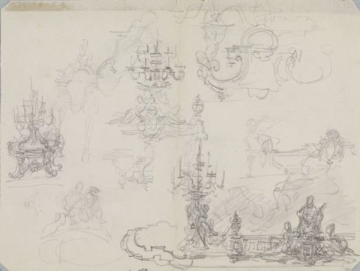 Designs for table centerpieces, candelabra and jardinières