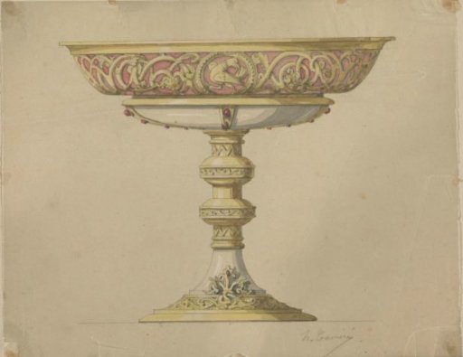 Design for a bowl on a foot in Romanesque style