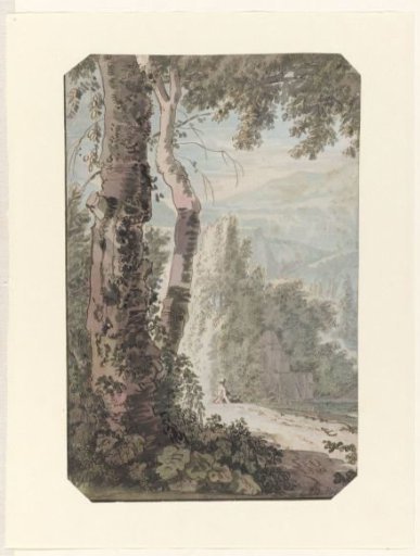 Arcadian landscape with a resting man by the water