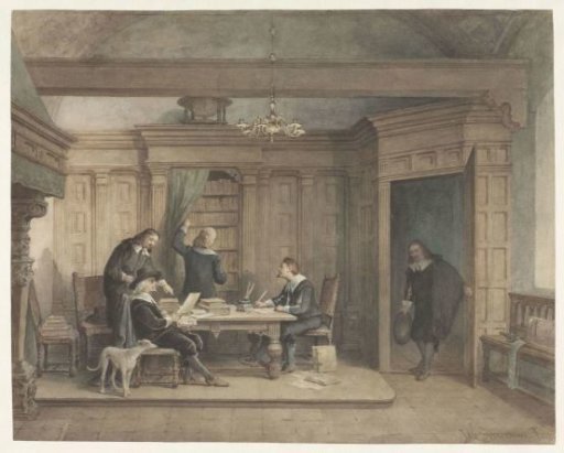 Five men in an interior